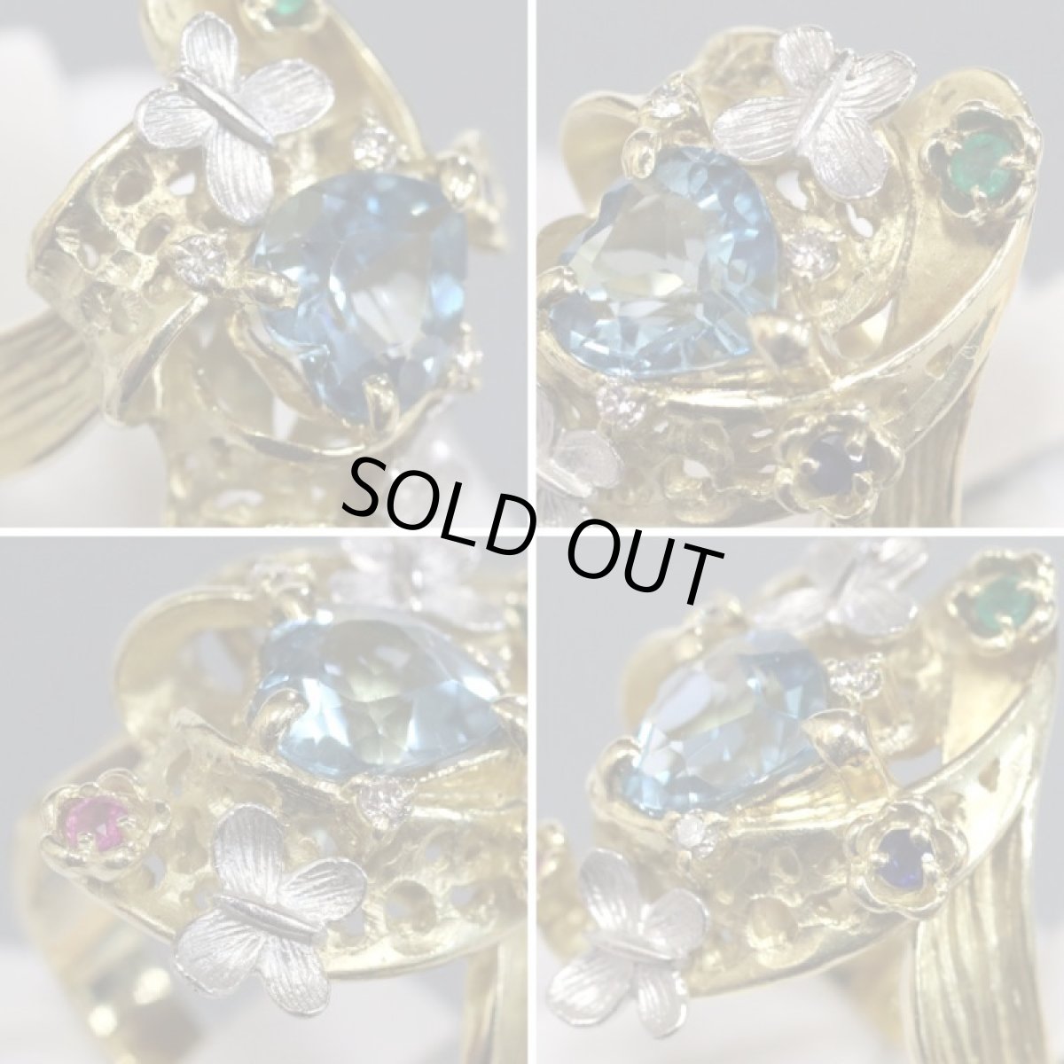 画像4: K18/Pt900マルチストーンリング フラワーモチーフ 0.08 11.3g #17.5 (4)