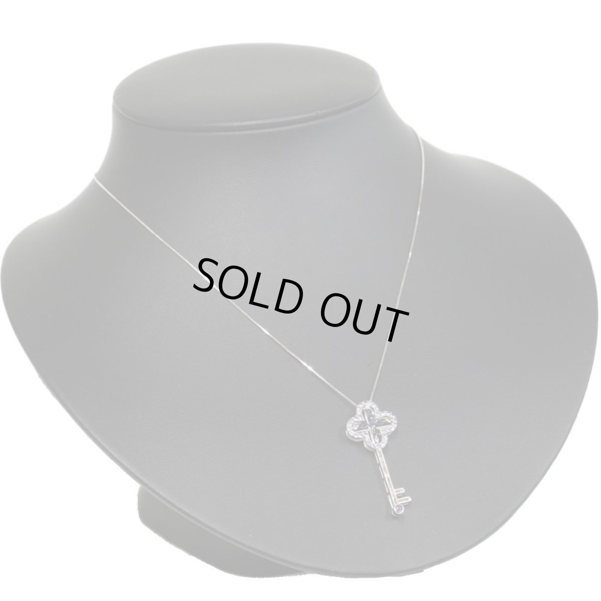 画像6: K18WGサファイアダイヤモンドペンダント 鍵モチーフ S0.62 D0.14 4.7g (6)