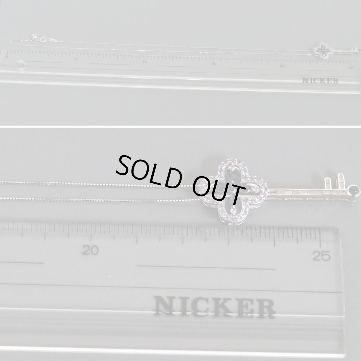 画像9: K18WGサファイアダイヤモンドペンダント 鍵モチーフ S0.62 D0.14 4.7g (9)