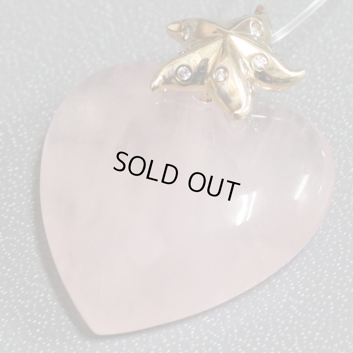 画像3: 14Kローズクォーツダイヤモンドペンダントトップ ハートモチーフ 8.7g (3)