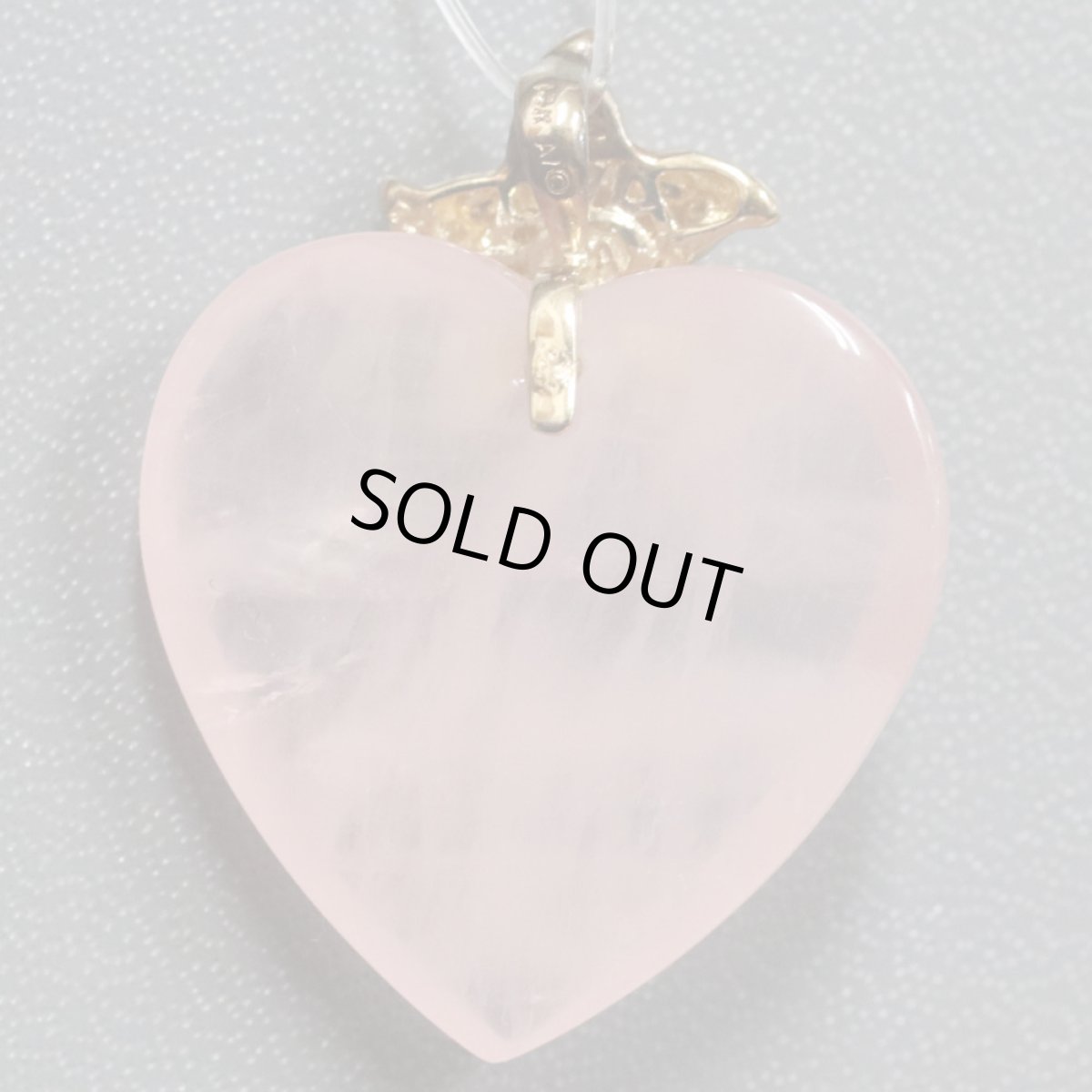 画像4: 14Kローズクォーツダイヤモンドペンダントトップ ハートモチーフ 8.7g (4)