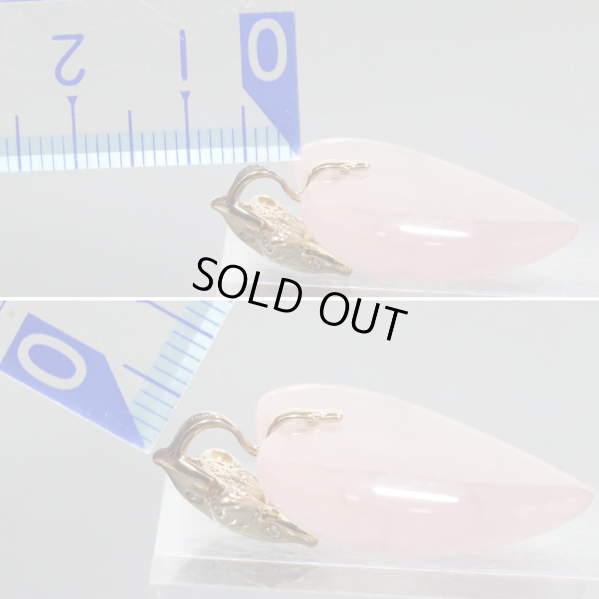 画像7: 14Kローズクォーツダイヤモンドペンダントトップ ハートモチーフ 8.7g (7)