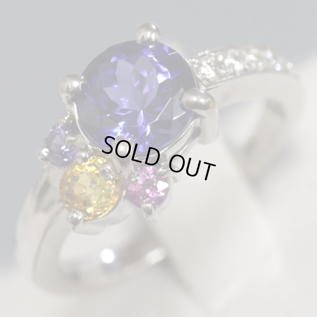 画像3: Pt900マルチカラーストーンリング TZ1.31 D0.06 0.43 6.0g #9 (3)