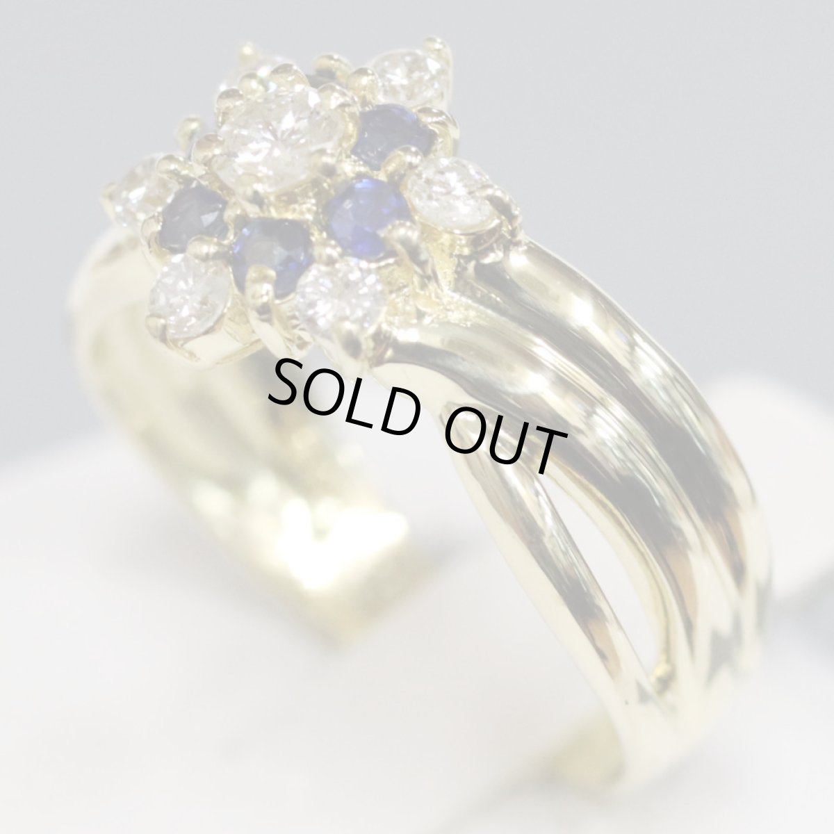 画像2: K18サファイアダイヤモンドリング S0.25 D0.32 3.7g #10 (2)