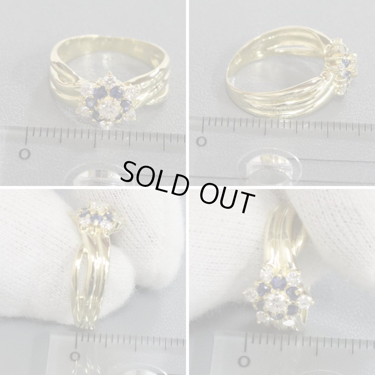 画像8: K18サファイアダイヤモンドリング S0.25 D0.32 3.7g #10 (8)