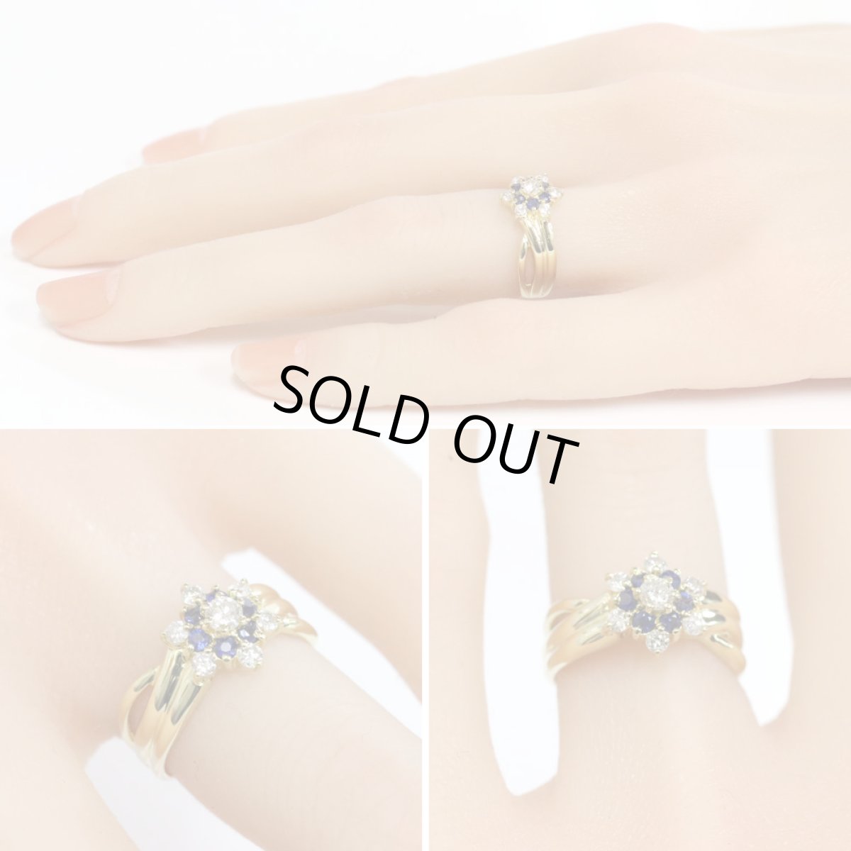 画像9: K18サファイアダイヤモンドリング S0.25 D0.32 3.7g #10 (9)