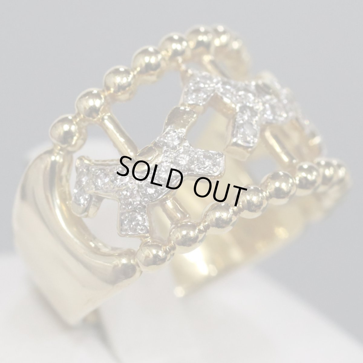 画像2: K18ダイヤモンドリング ホースモチーフ D0.22 7.6g #10 (2)