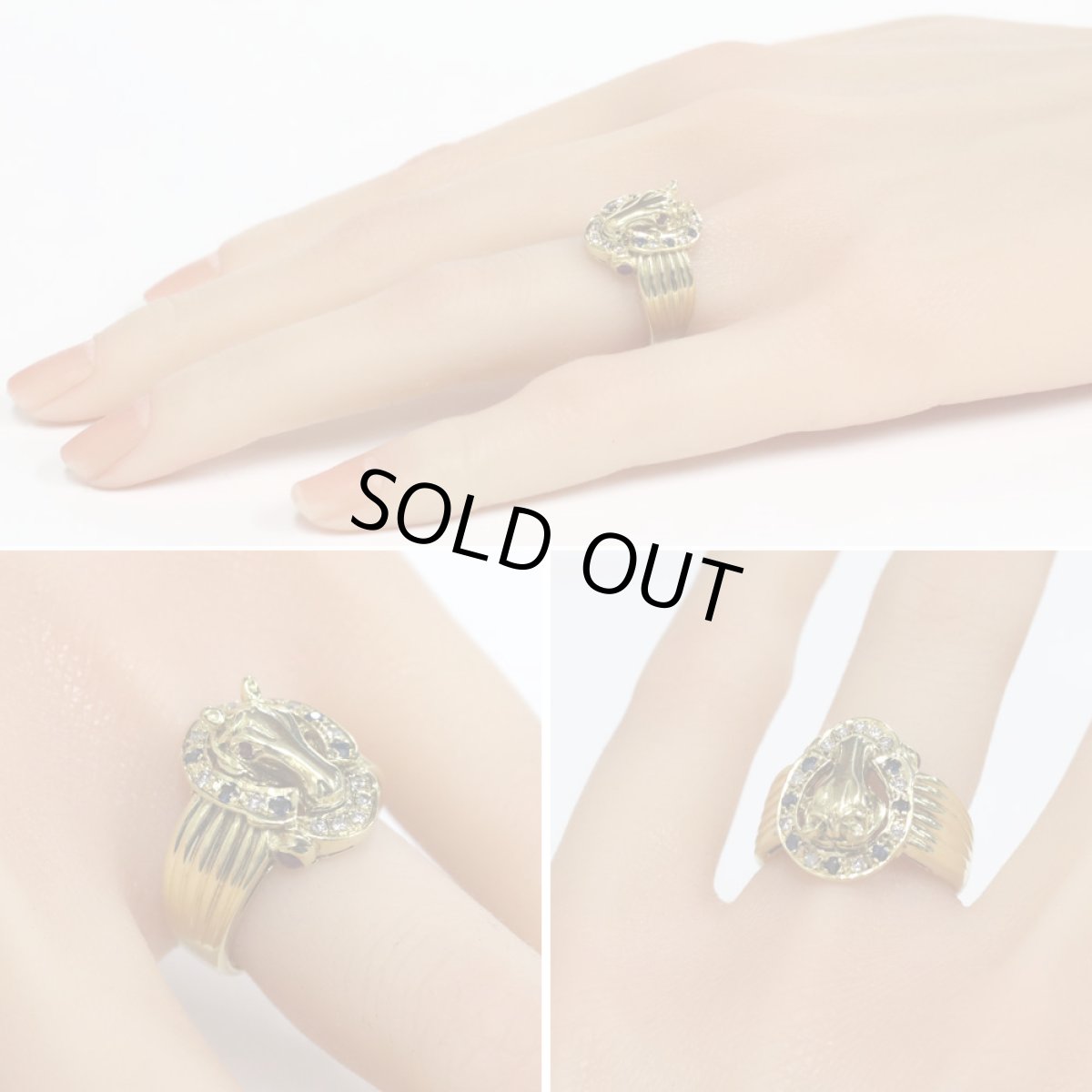 画像10: K18ルビーサファイアダイヤモンドリング ホースモチーフ 9.1g #12 (10)