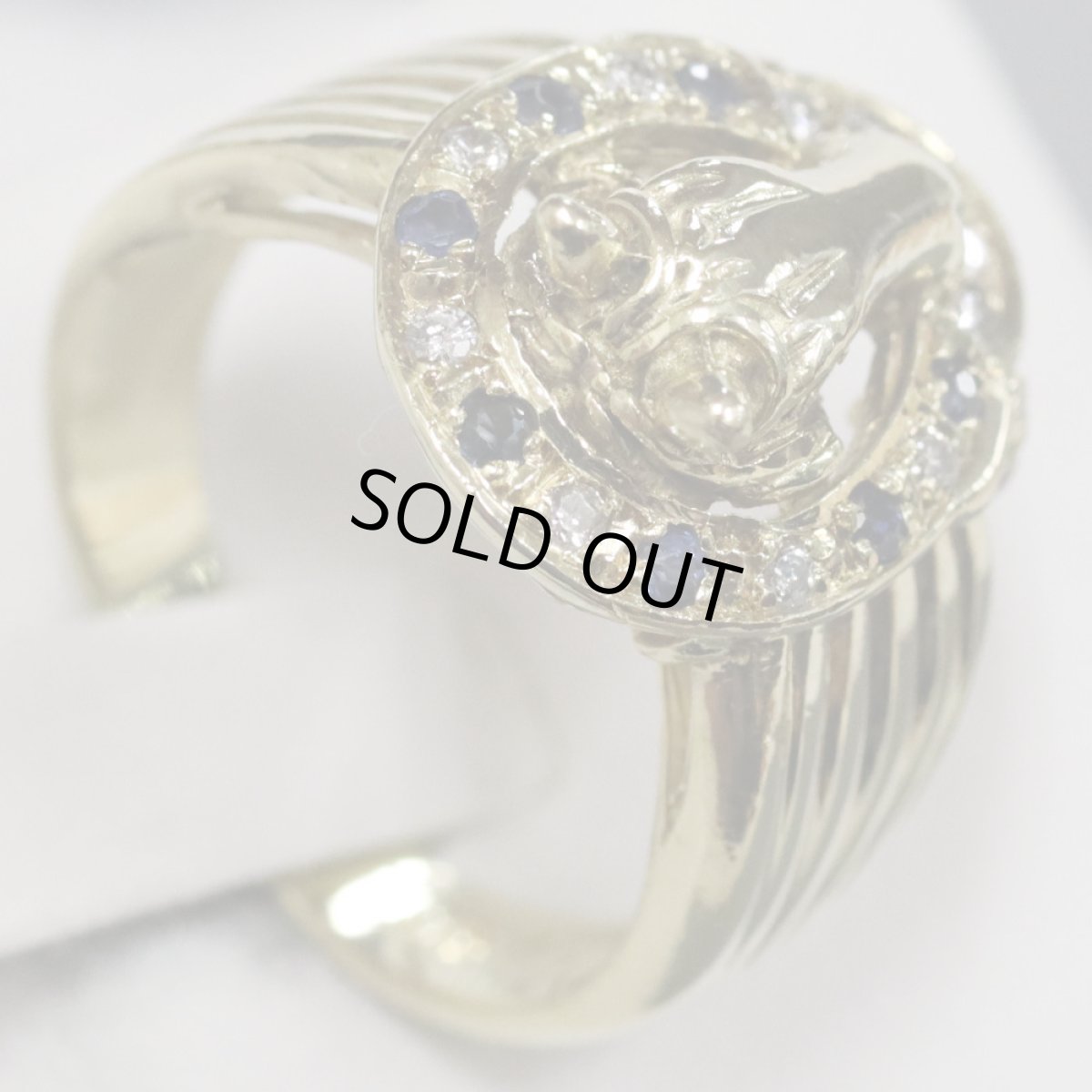 画像4: K18ルビーサファイアダイヤモンドリング ホースモチーフ 9.1g #12 (4)