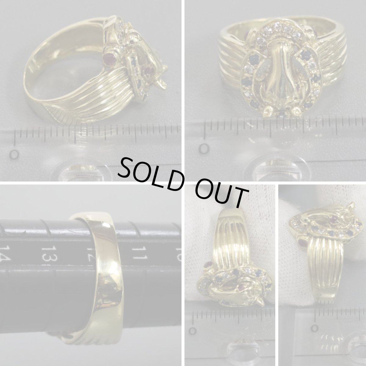 画像9: K18ルビーサファイアダイヤモンドリング ホースモチーフ 9.1g #12 (9)