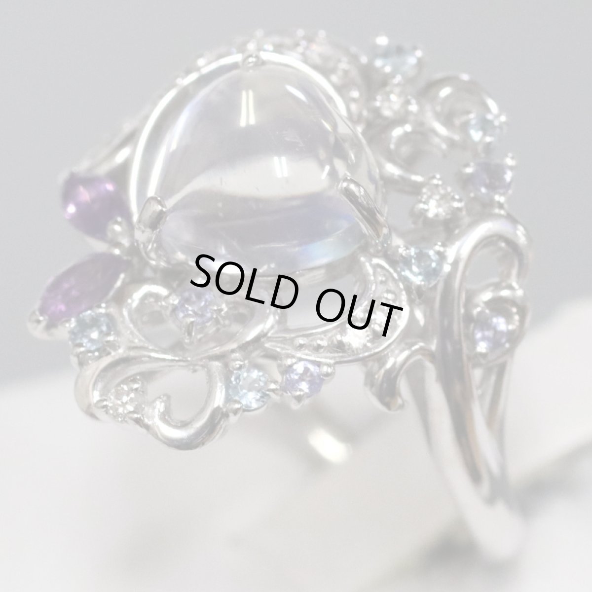 画像2: K18WGマルチカラーストーンリング MS1.955 0.09 0.12 0.05 0.08 6.1g #10.5 (2)