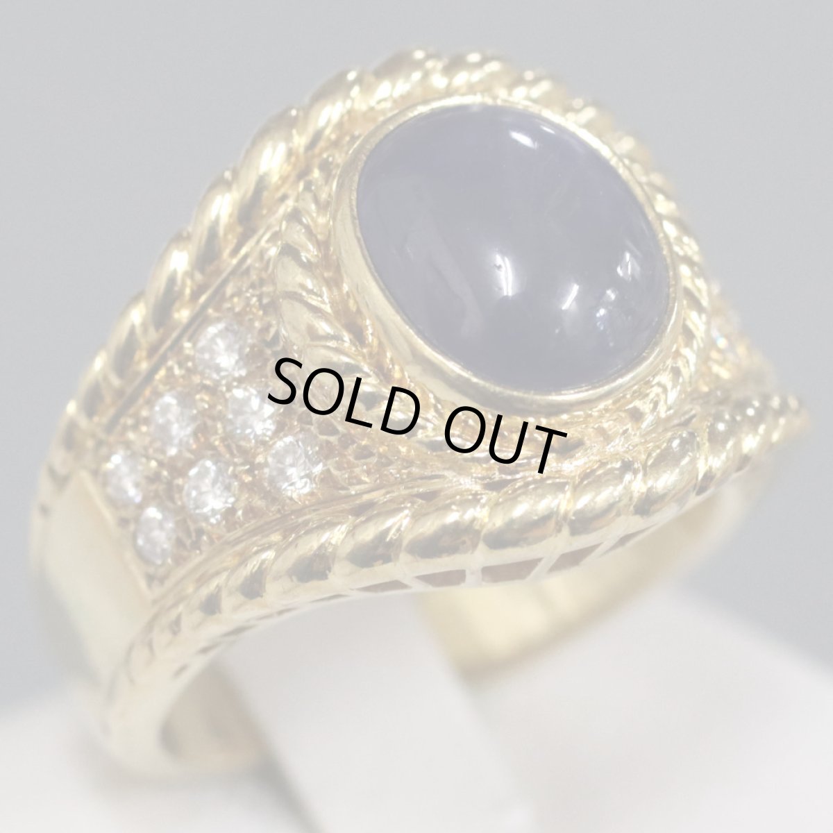 画像1: K18スターサファイアダイヤモンドリング S3.20 D0.28 10.3g #12 (1)