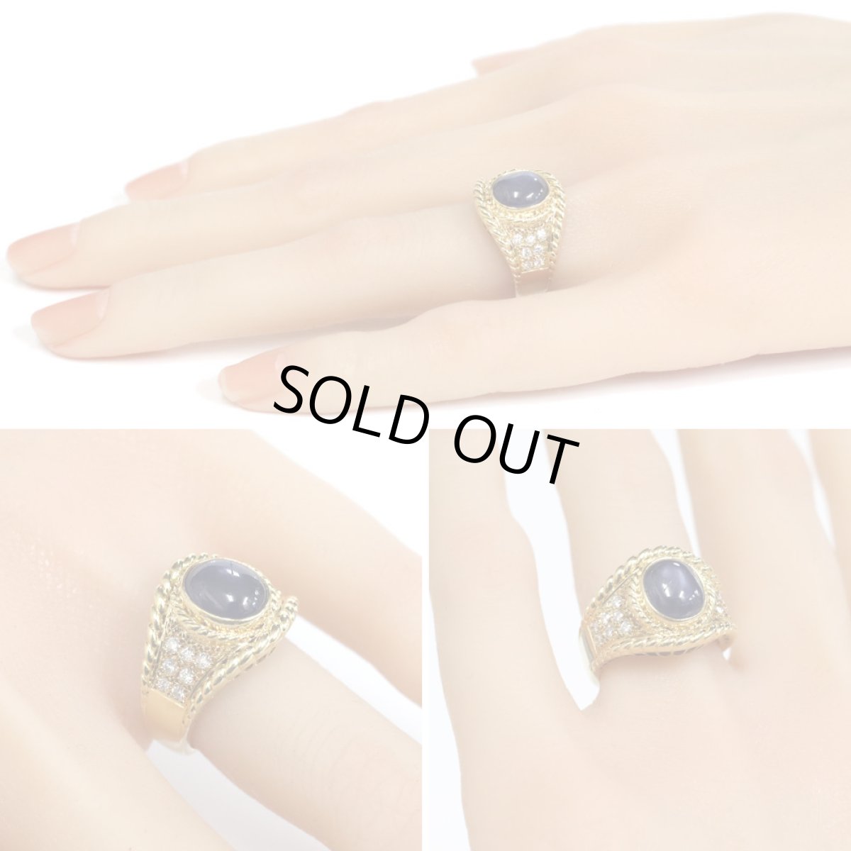 画像10: K18スターサファイアダイヤモンドリング S3.20 D0.28 10.3g #12 (10)