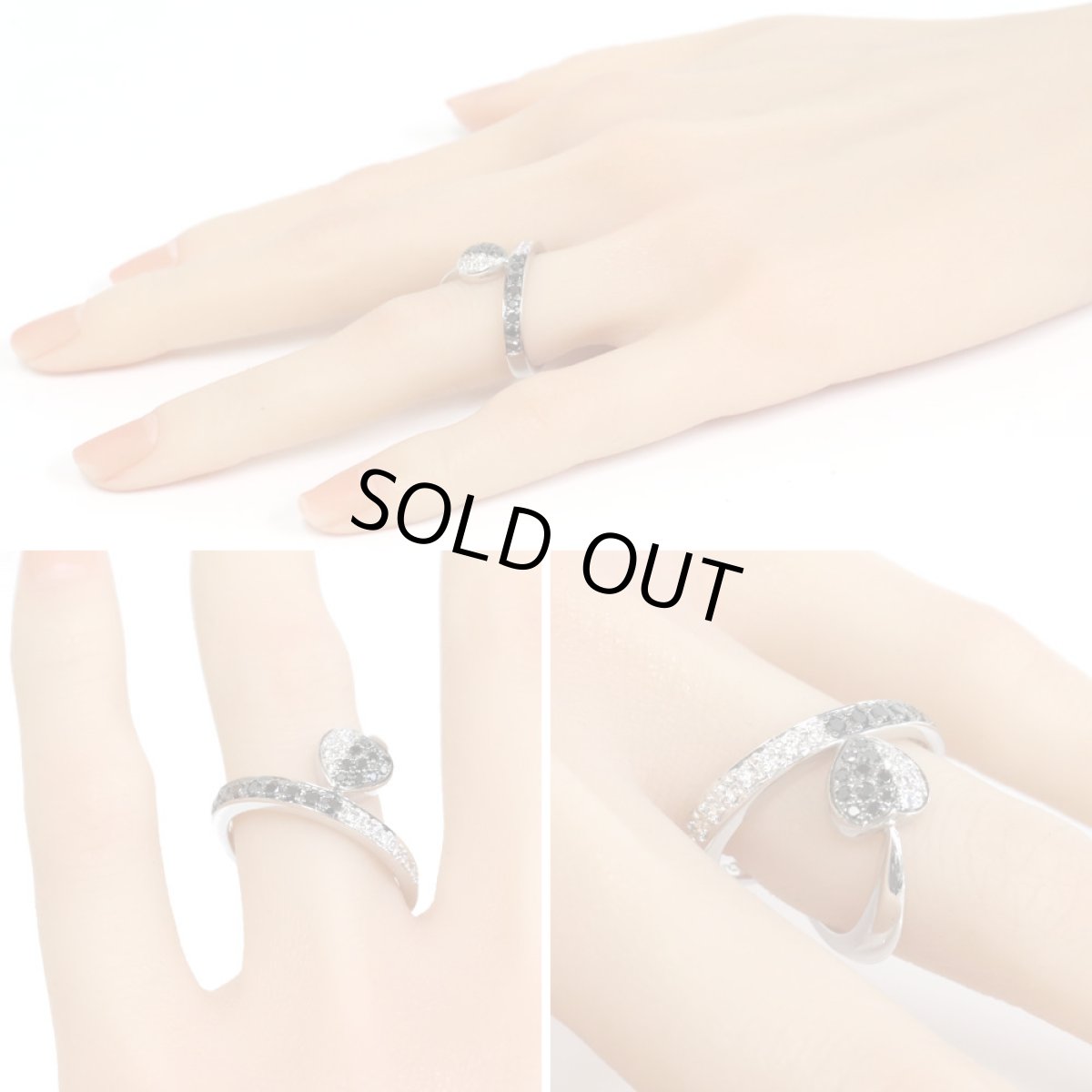 画像10: カラチ K18WGブラックダイヤモンド/ダイヤモンドリング BkD0.27 D0.22 8.5g 約#13 (10)