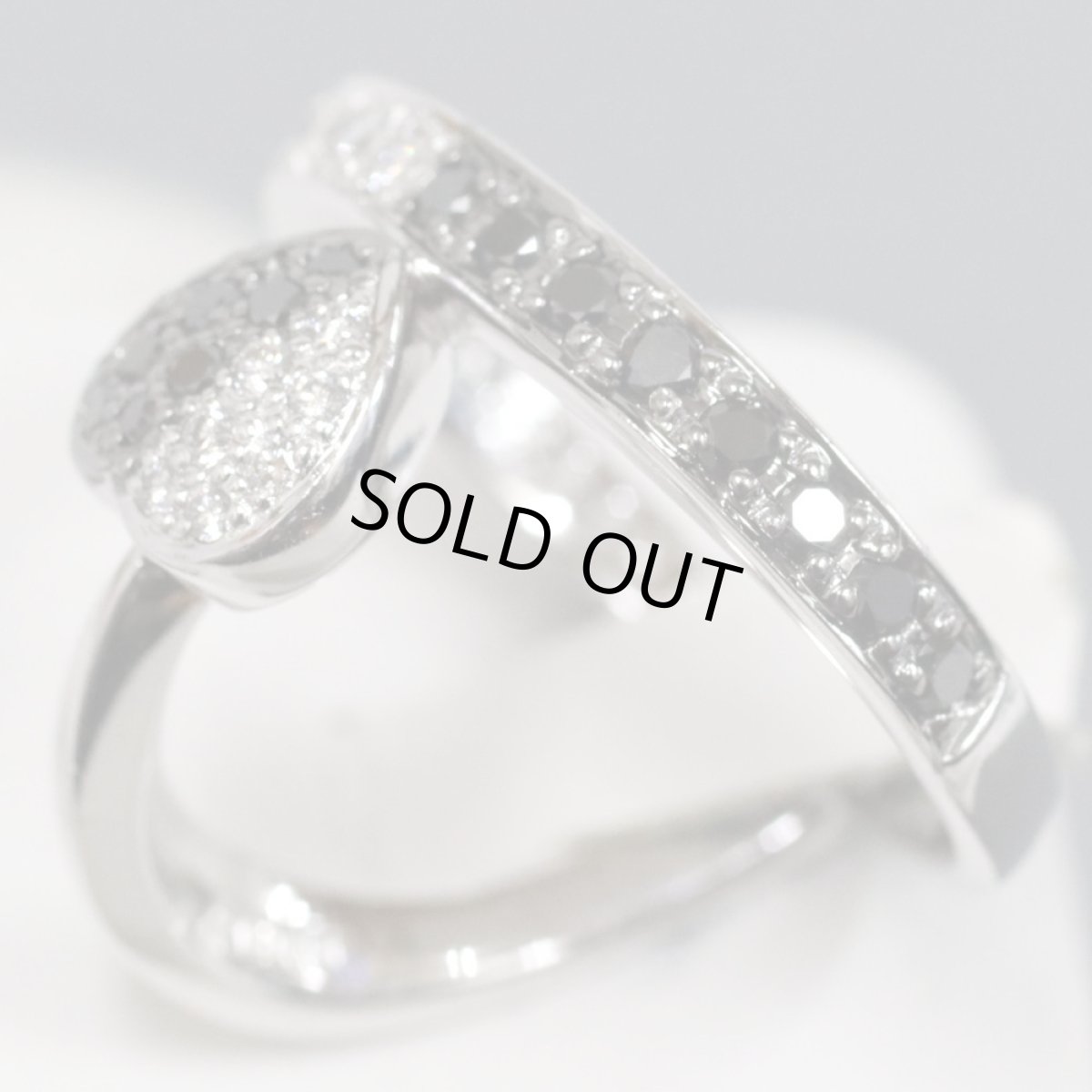 画像3: カラチ K18WGブラックダイヤモンド/ダイヤモンドリング BkD0.27 D0.22 8.5g 約#13 (3)