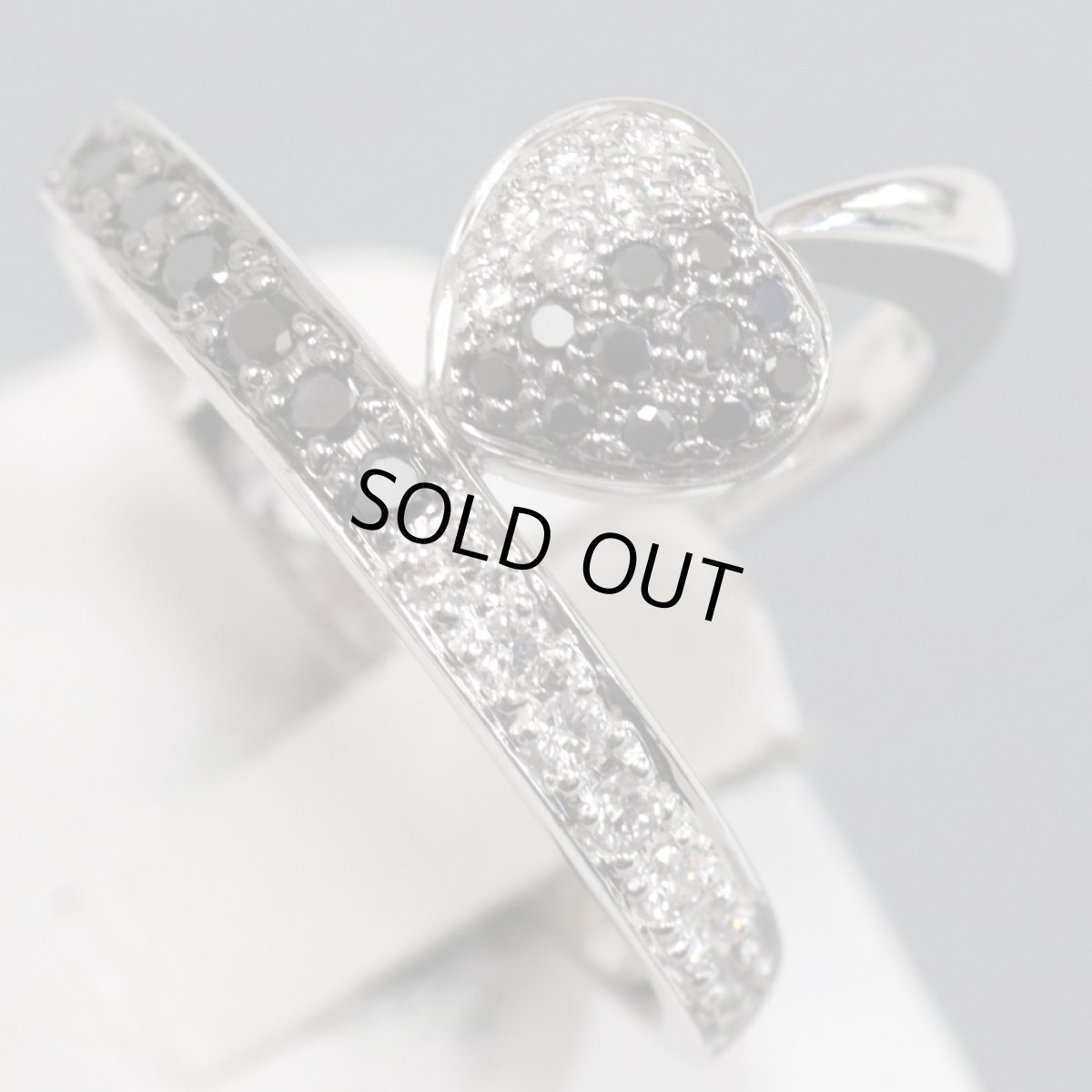 画像4: カラチ K18WGブラックダイヤモンド/ダイヤモンドリング BkD0.27 D0.22 8.5g 約#13 (4)