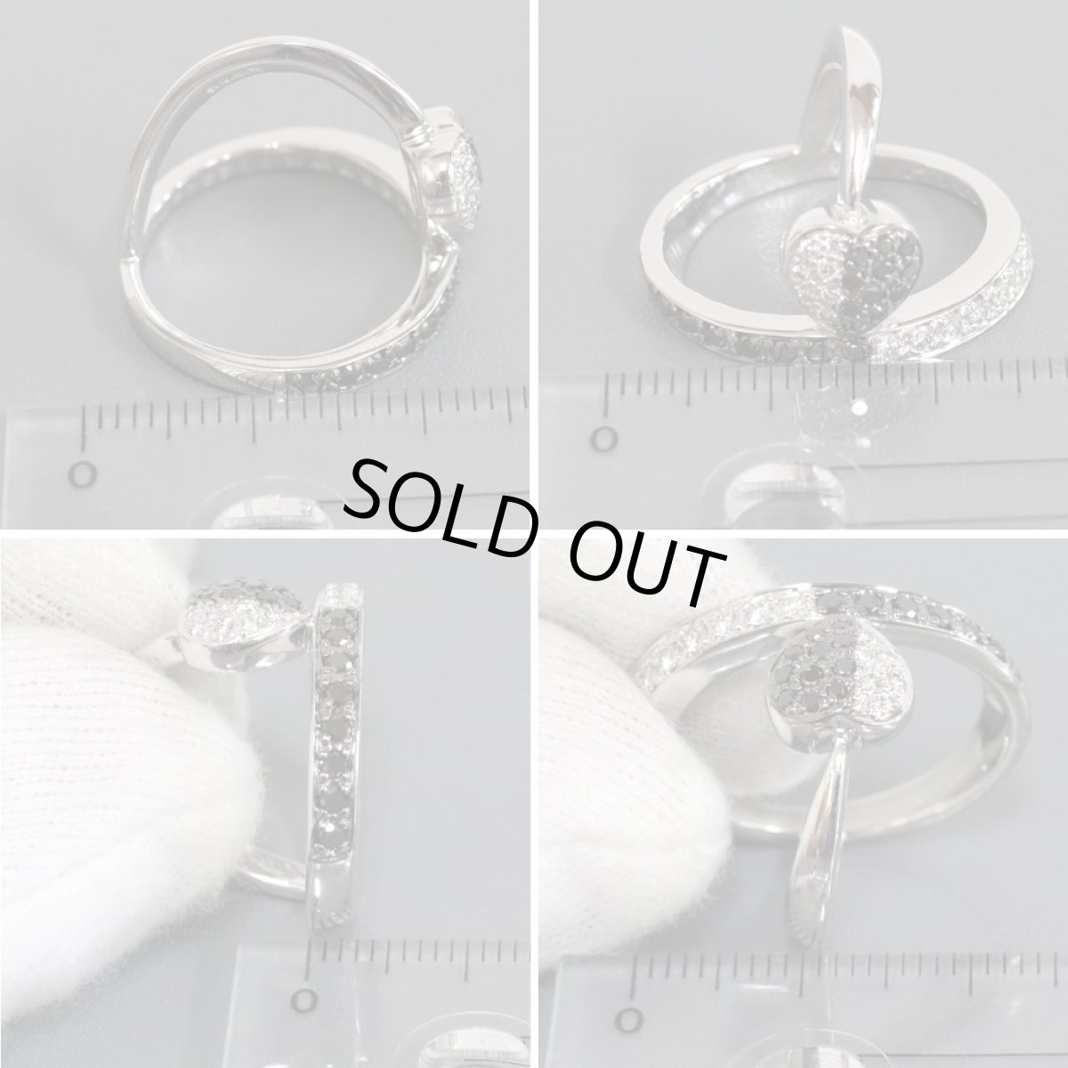 画像9: カラチ K18WGブラックダイヤモンド/ダイヤモンドリング BkD0.27 D0.22 8.5g 約#13 (9)