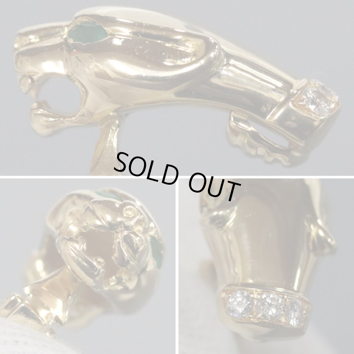 画像5: 750エメラルドダイヤモンドイヤリング パンサーモチーフ 14.3g (5)