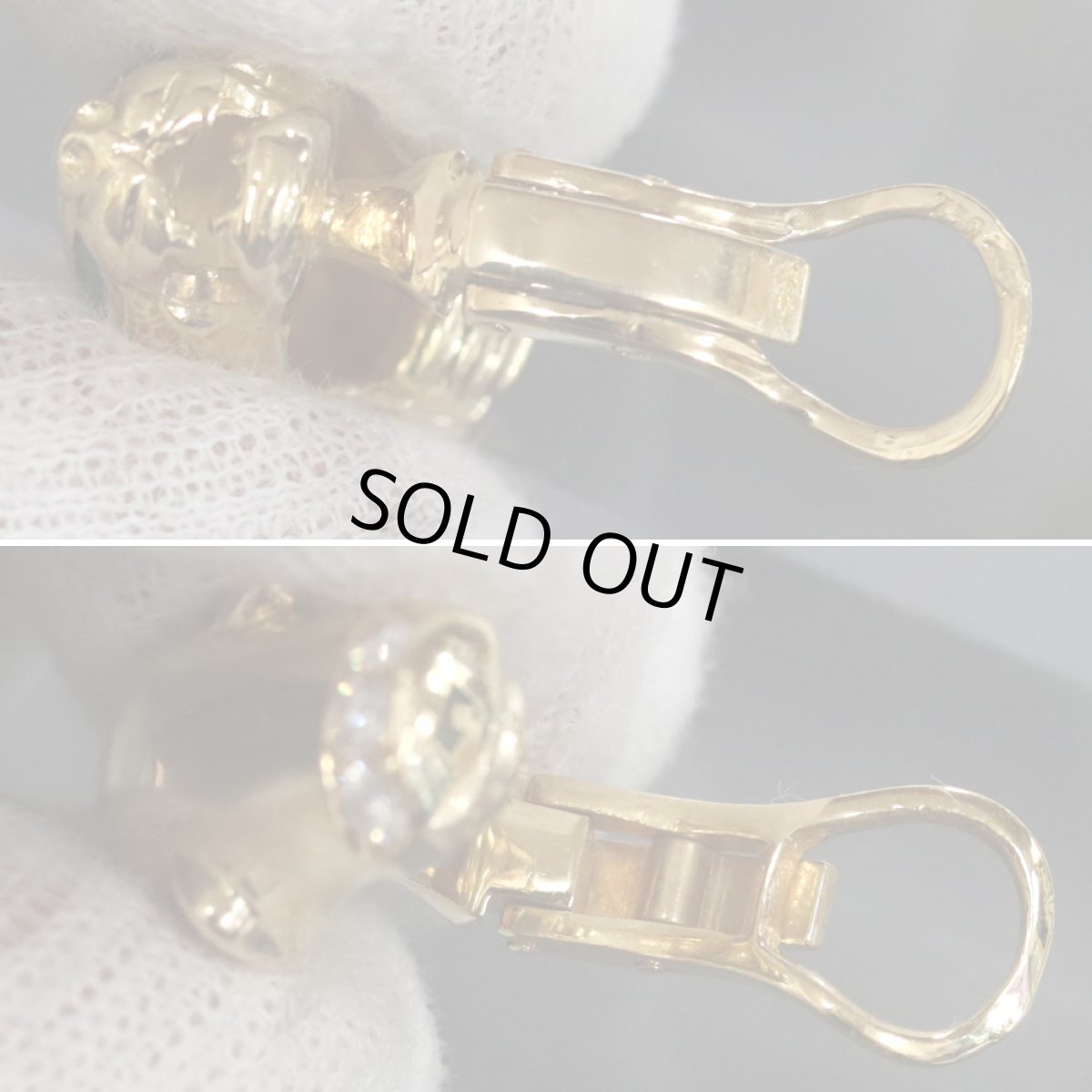 画像7: 750エメラルドダイヤモンドイヤリング パンサーモチーフ 14.3g (7)