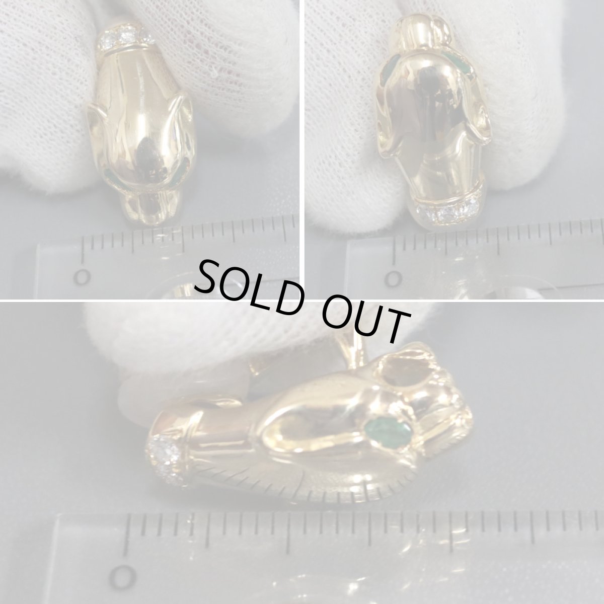 画像9: 750エメラルドダイヤモンドイヤリング パンサーモチーフ 14.3g (9)