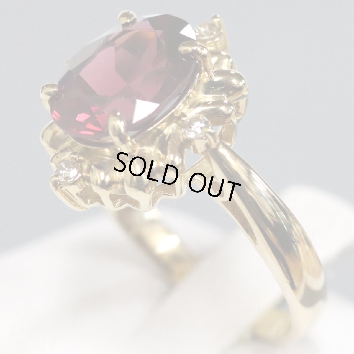 画像2: K18ガーネットダイヤモンドリング 5.1g #12 (2)