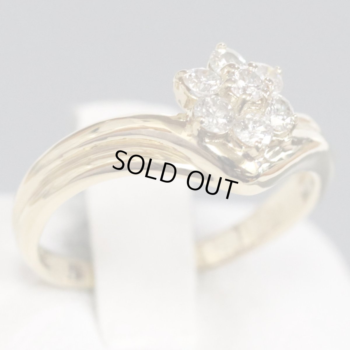 画像1: K18ダイヤモンドリング フラワーモチーフ D0.30 2.8g #9 (1)