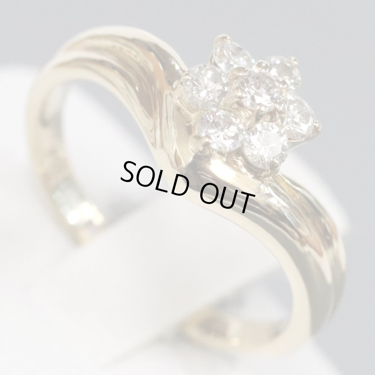 画像3: K18ダイヤモンドリング フラワーモチーフ D0.30 2.8g #9 (3)