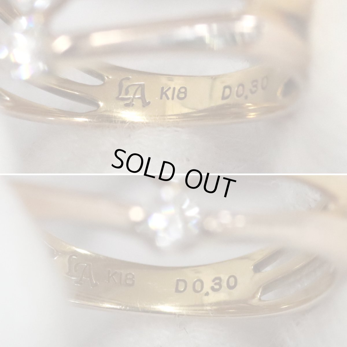 画像7: K18PGダイヤモンドリング D0.30 3.3g #12 (7)