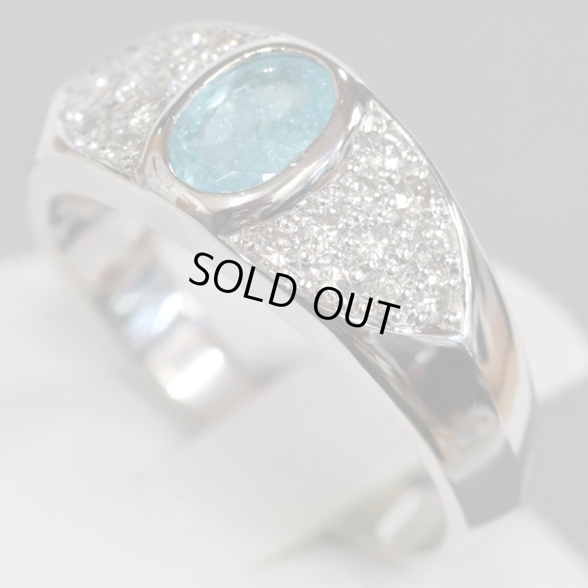 画像2: K18WGパライバトルマリンダイヤモンドリング T0.597 D0.34 7.0g #15.5 (2)