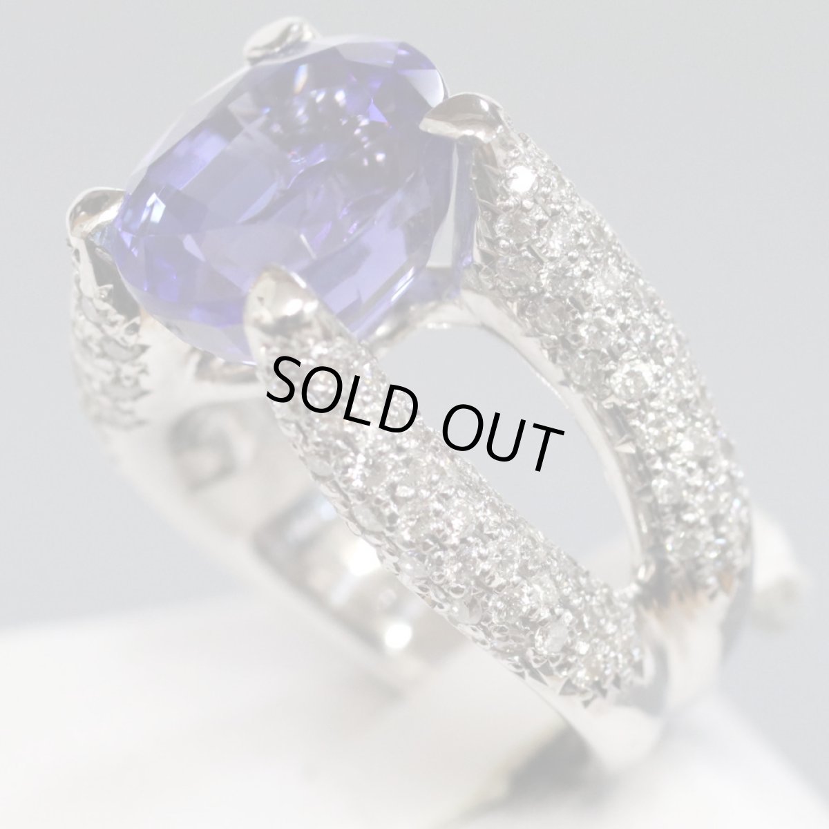 画像2: K18WGタンザナイトダイヤモンドリング TZ8.08 D1.49 17.8g #11 (2)