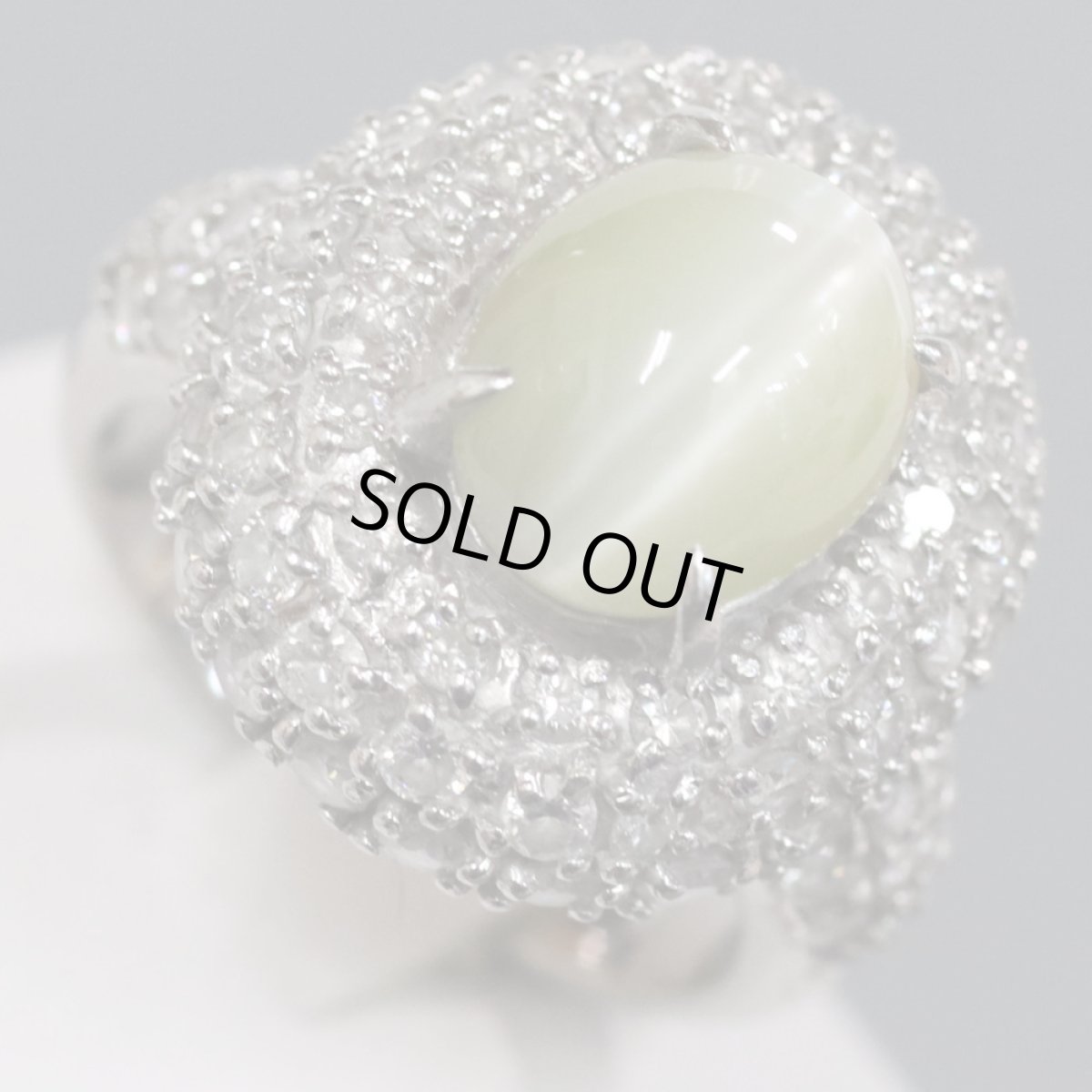 画像3: Pt900クリソベリルキャッツアイダイヤモンドリング CE4.74 D1.88 12.0g #12 (3)