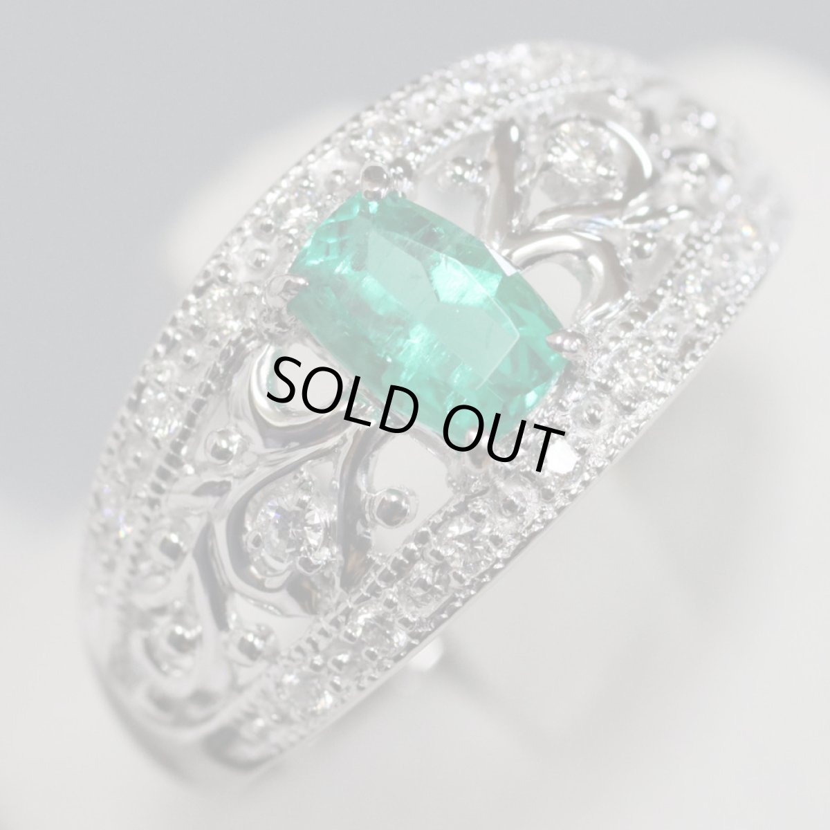 画像3: Pt900エメラルドダイヤモンドリング E0.61 D0.16 5.5g #18 (3)