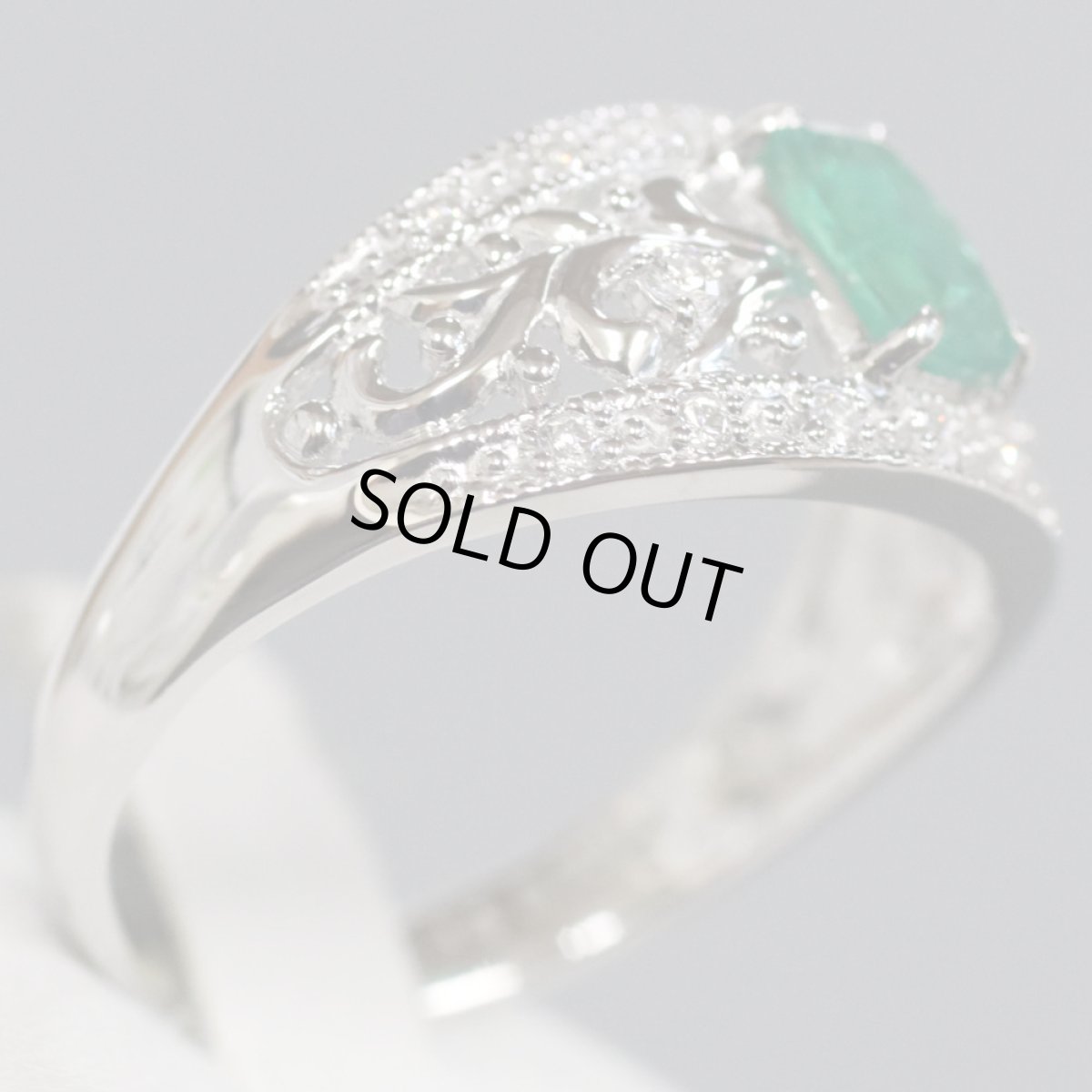 画像4: Pt900エメラルドダイヤモンドリング E0.61 D0.16 5.5g #18 (4)