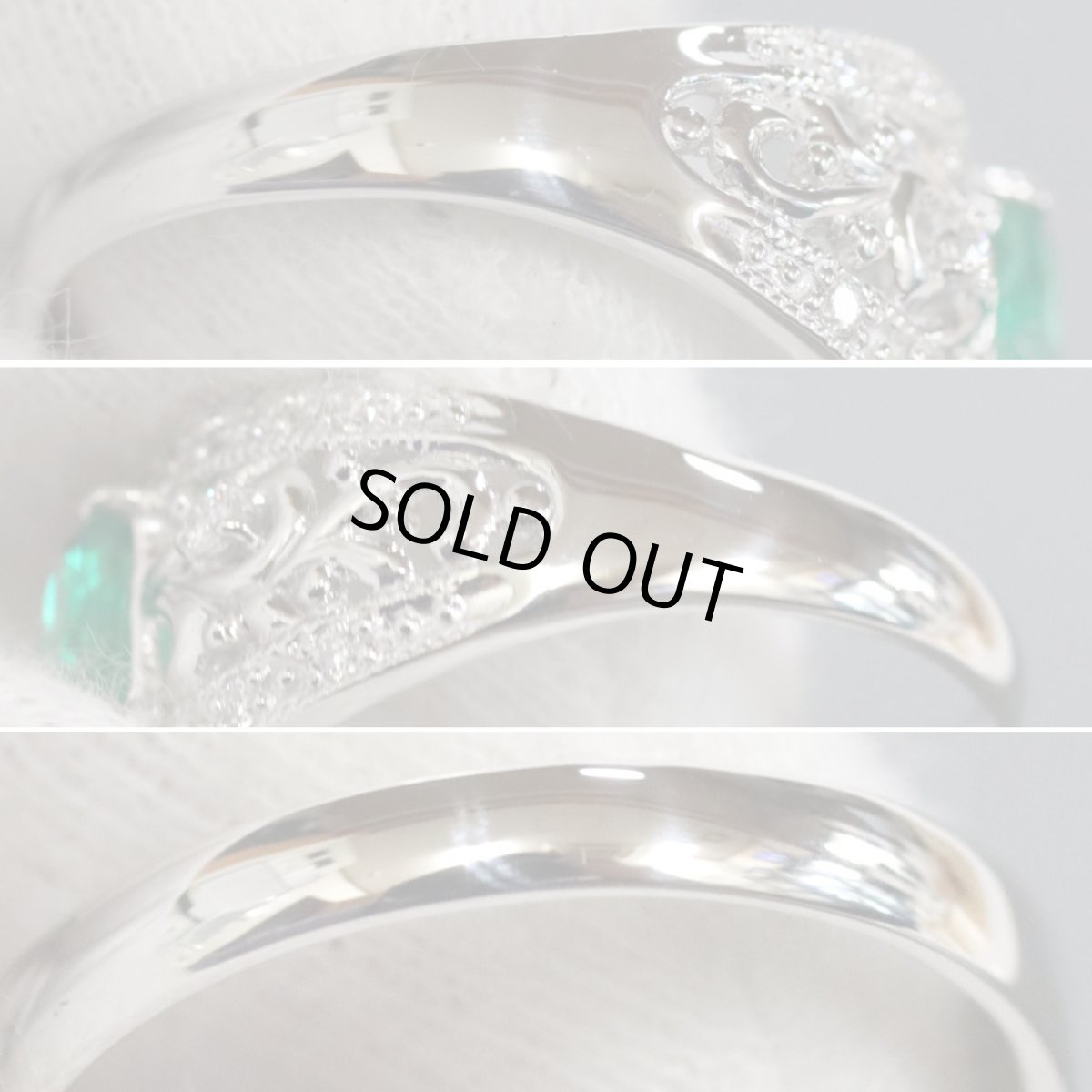 画像6: Pt900エメラルドダイヤモンドリング E0.61 D0.16 5.5g #18 (6)