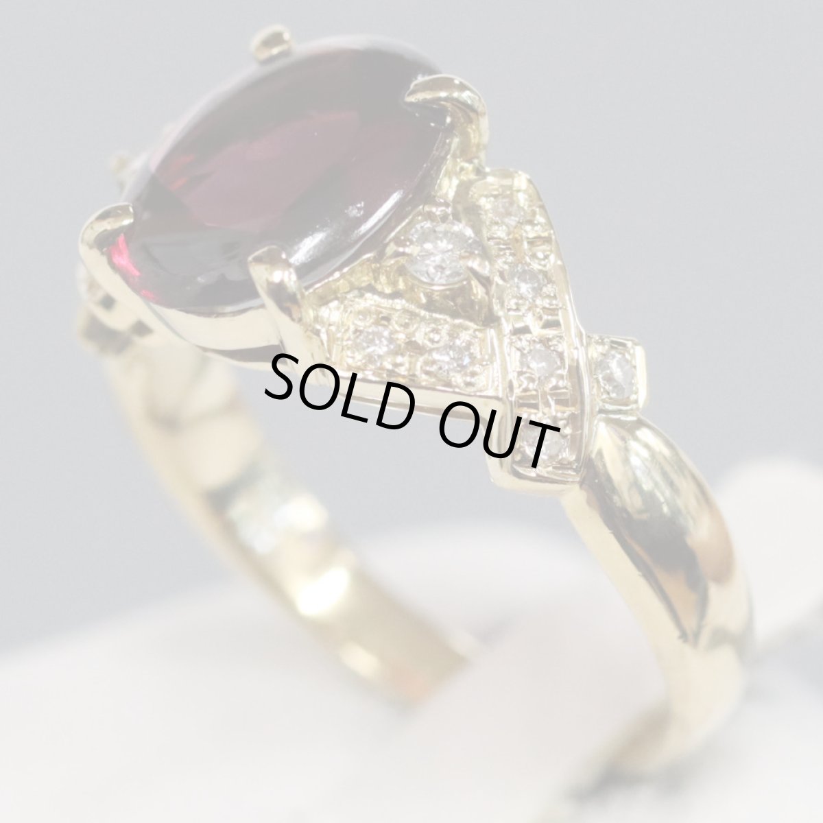 画像2: K18ガーネットダイヤモンドリング G2.8 D0.17 5.1g #11 (2)