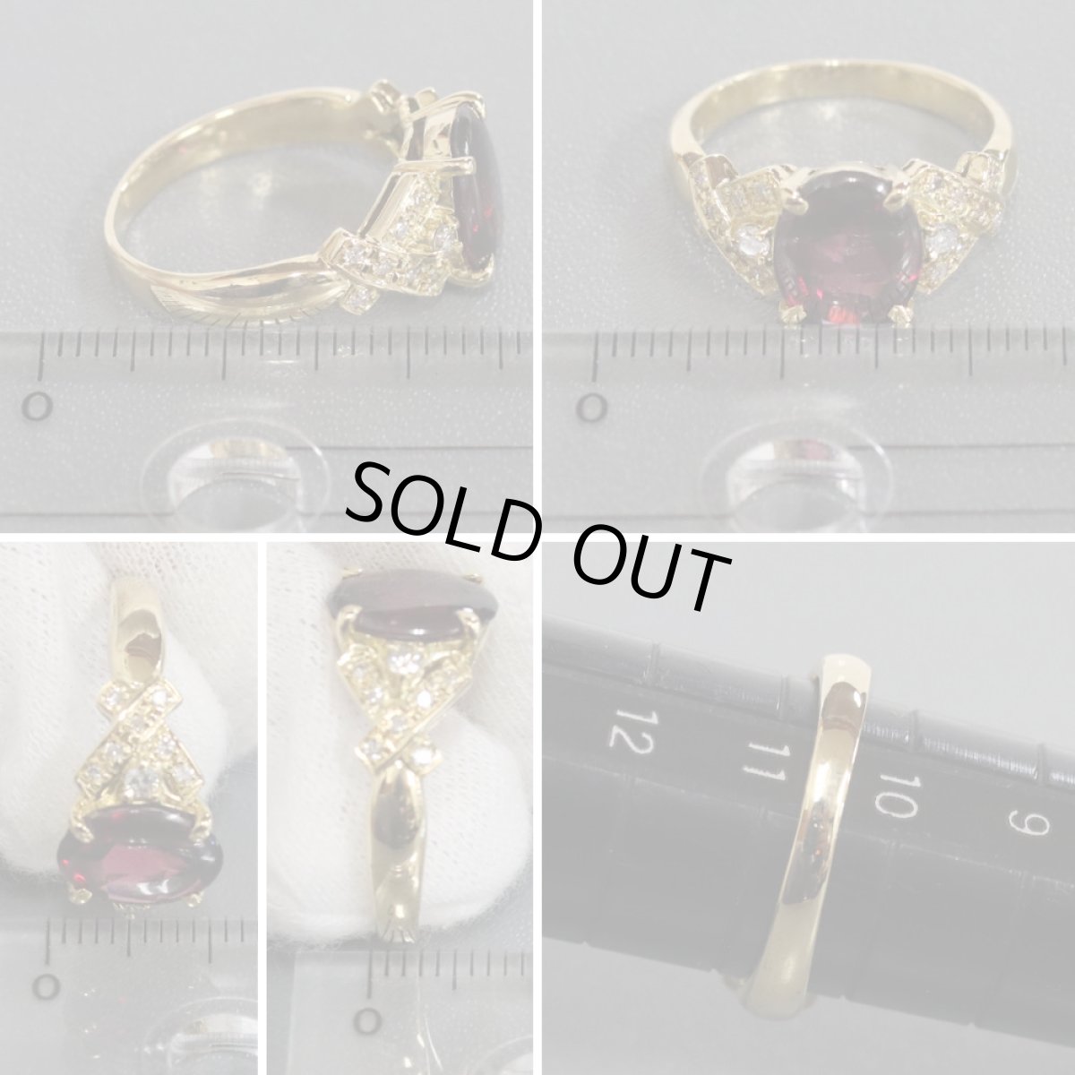 画像9: K18ガーネットダイヤモンドリング G2.8 D0.17 5.1g #11 (9)