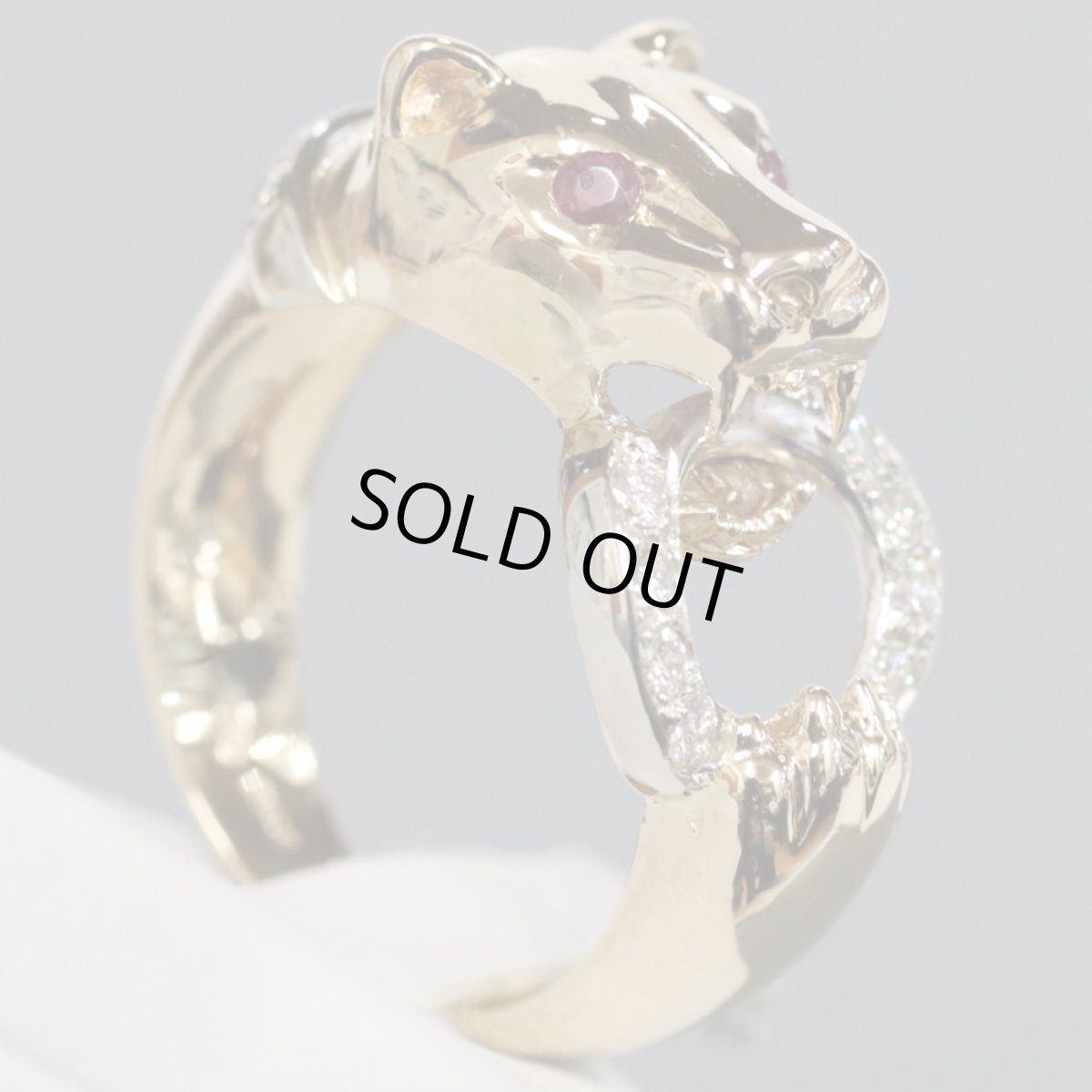 画像1: 750ルビーダイヤモンドリング パンサーモチーフ D0.105 7.5g #12 ソーティング (1)