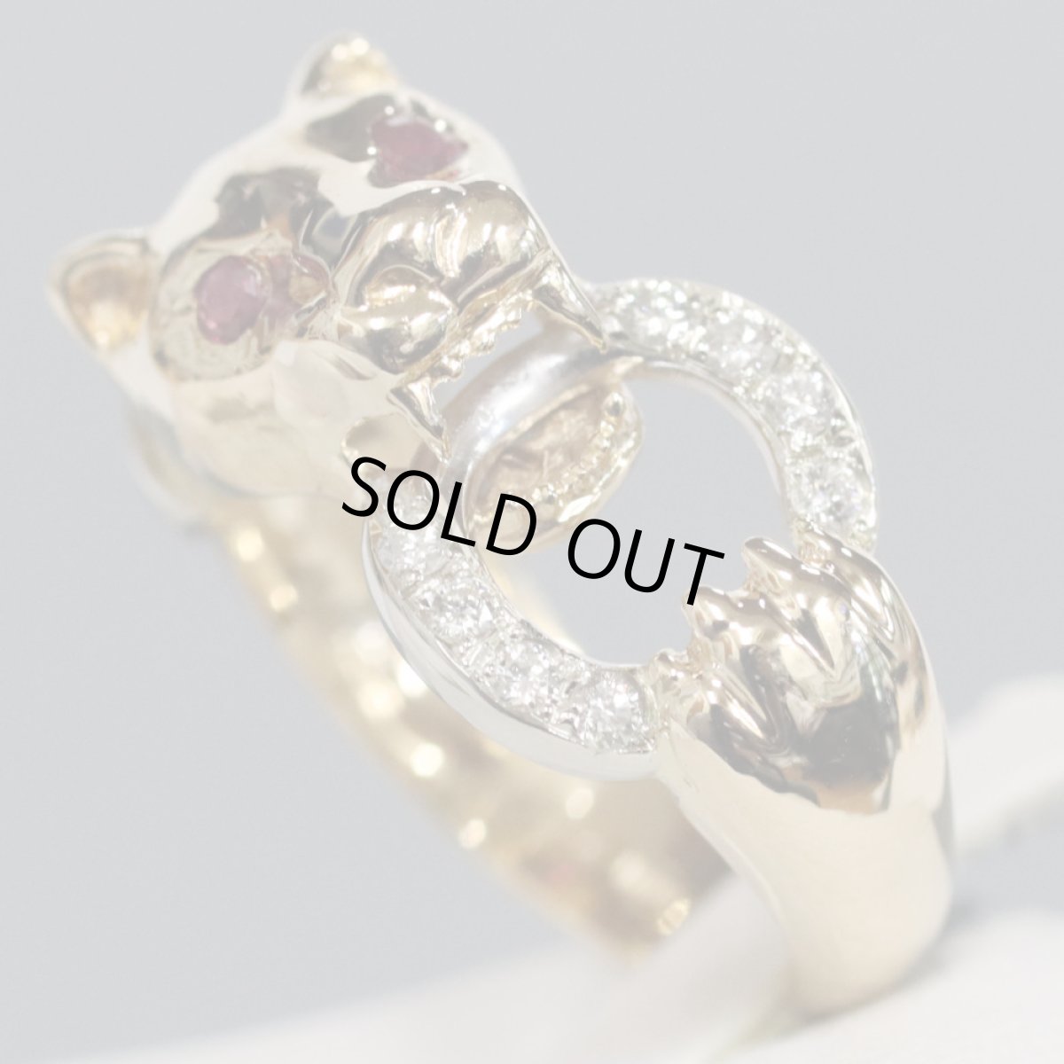 画像2: 750ルビーダイヤモンドリング パンサーモチーフ D0.105 7.5g #12 ソーティング (2)