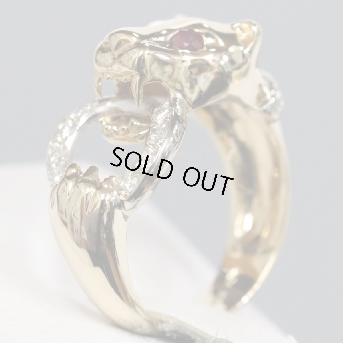 画像4: 750ルビーダイヤモンドリング パンサーモチーフ D0.105 7.5g #12 ソーティング (4)