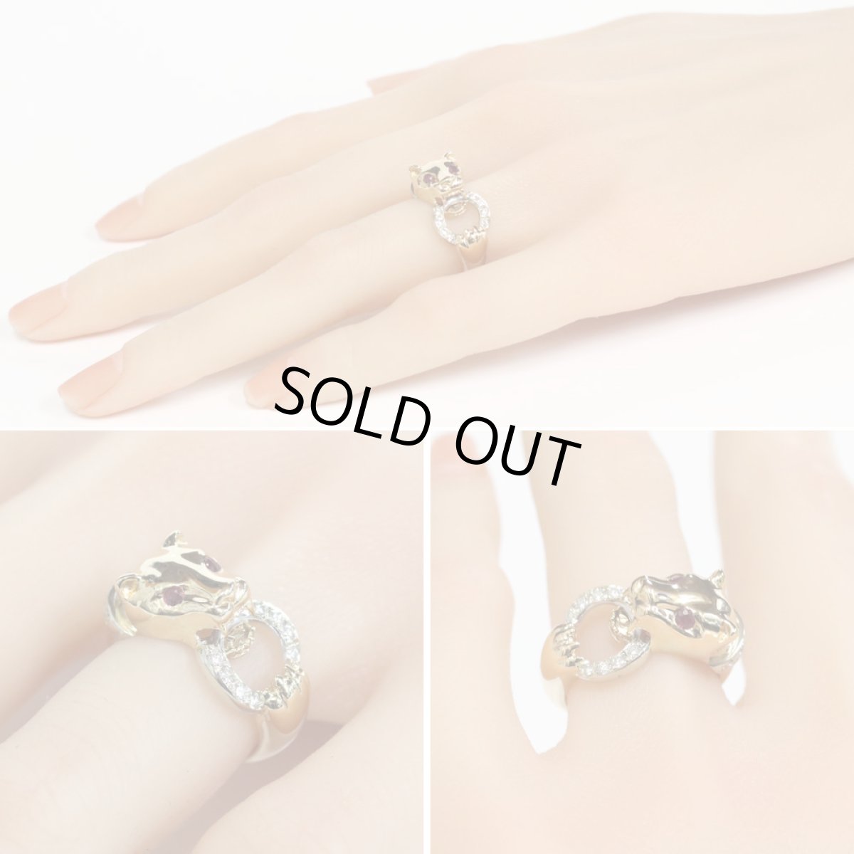 画像9: 750ルビーダイヤモンドリング パンサーモチーフ D0.105 7.5g #12 ソーティング (9)