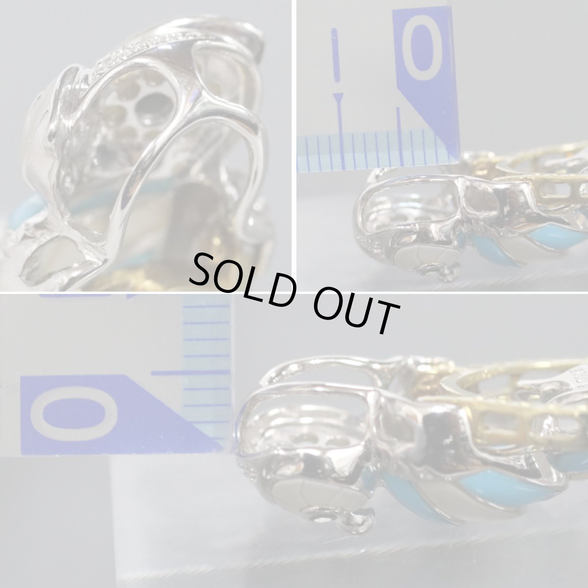 画像8: K18WG/K18マルチストーンペンダントトップ/リング フクロウモチーフ D0.02 G0.05 7.7g (8)