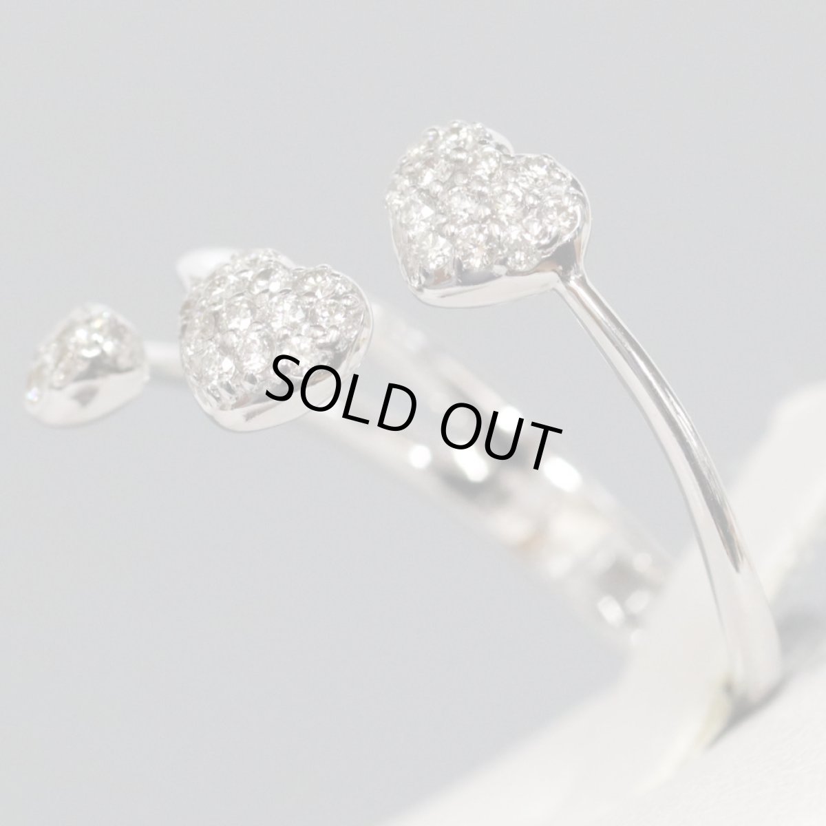 画像2: K18WGダイヤモンドリング ハートモチーフ D0.30 5.2g 可変式 (2)