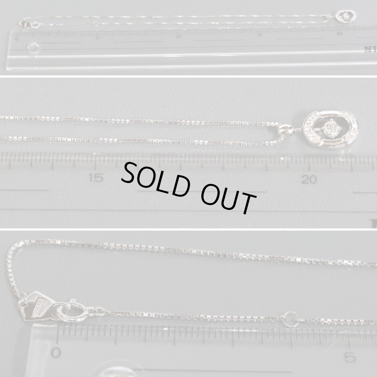 画像9: 星の砂 Pt900/850ダイヤモンドネックレス D0.23 D0.09 8.0g (9)