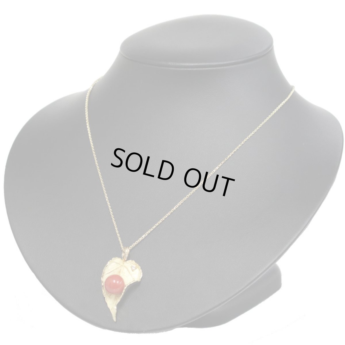 画像7: K18赤サンゴダイヤモンドペンダント リーフモチーフ D0.05 11.2g (7)