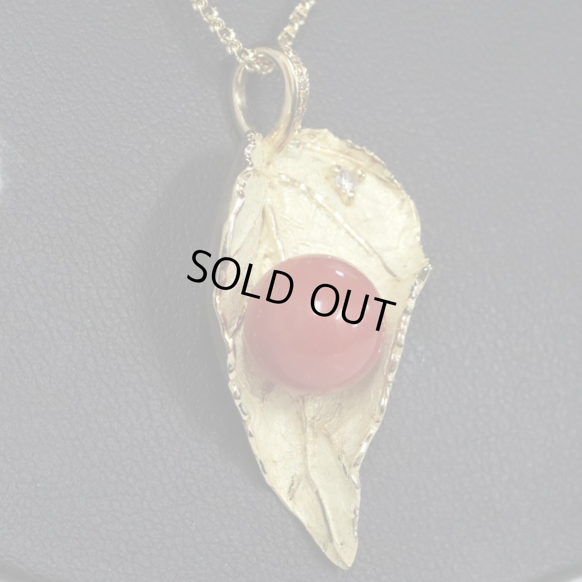 画像8: K18赤サンゴダイヤモンドペンダント リーフモチーフ D0.05 11.2g (8)