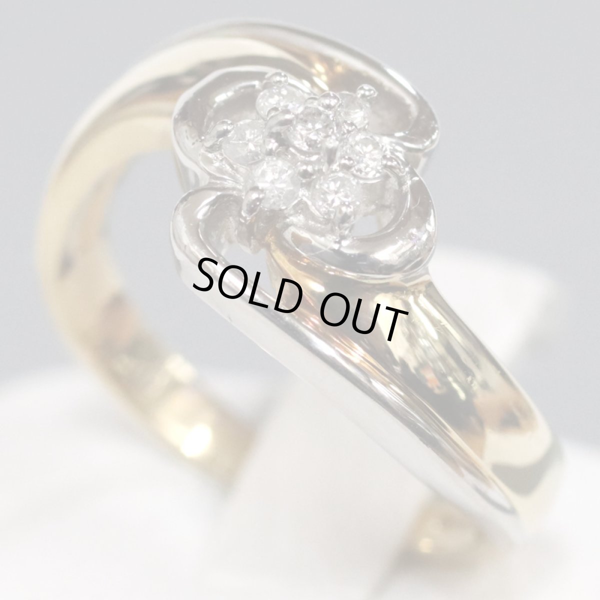 画像2: K18/Pt850ダイヤモンドリング D0.11 5.5g #9.5 (2)