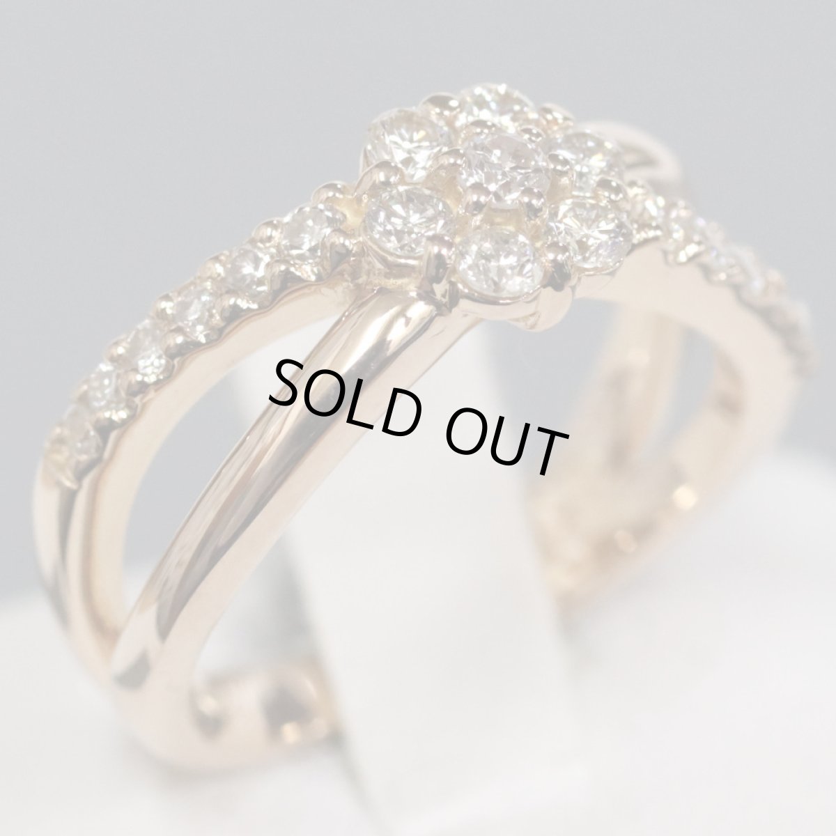 画像1: K18PGダイヤモンドリング D0.50 5.4g #9 (1)