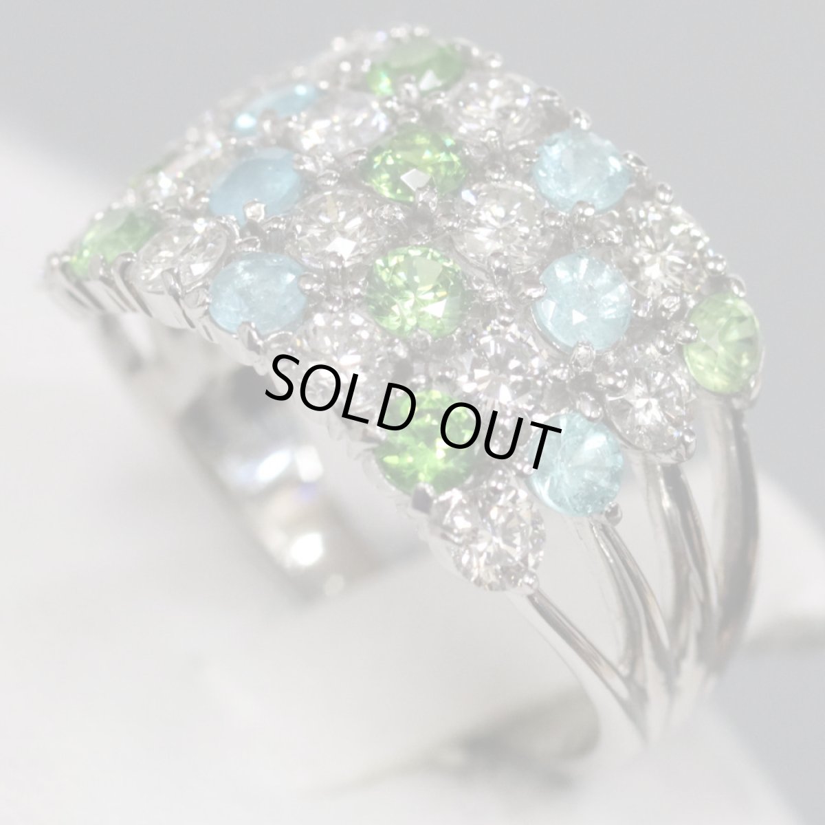 画像2: Pt900パライバトルマリンデマントイドガーネットダイヤモンドリング T0.45 G0.63 D1.06 6.3g #12.5 (2)