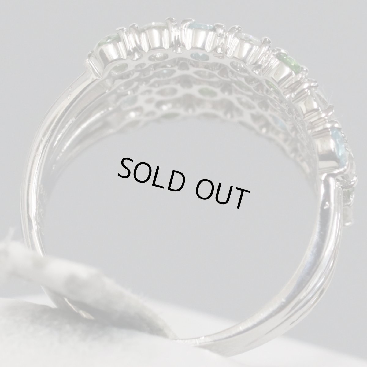 画像4: Pt900パライバトルマリンデマントイドガーネットダイヤモンドリング T0.45 G0.63 D1.06 6.3g #12.5 (4)