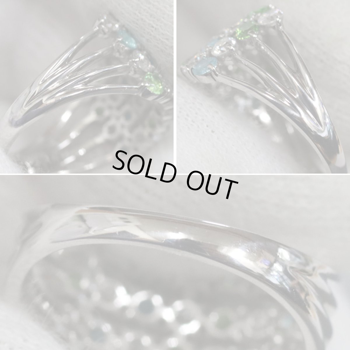 画像5: Pt900パライバトルマリンデマントイドガーネットダイヤモンドリング T0.45 G0.63 D1.06 6.3g #12.5 (5)